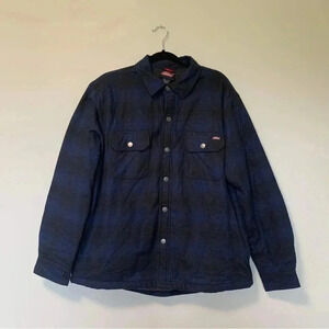 Dickies blue grey plaid Sherpa shacket